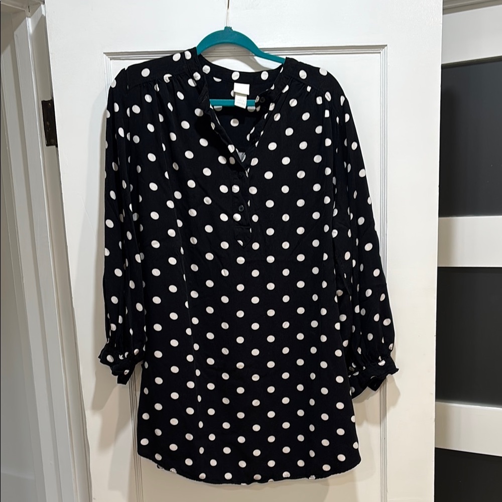 H&M Black Top with White Dots